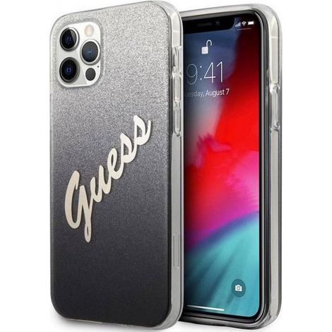 Coque rigide noire à paillettes dégradées Guess GUHCP12LPCUGLSBK pour iPhone 12 Pro Max 6,7"