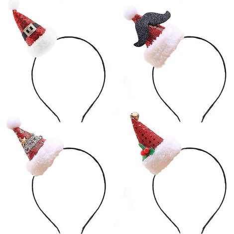 Décorations de Noël : serre-tête de Noël, chapeaux fantaisie Xmas, chapeau de Père Noël, serre-têtes à sequins, accessoire de tête, cerceau, bandeau de Noël pour cheveux, chapeaux fantaisie, fêtes (1/5)