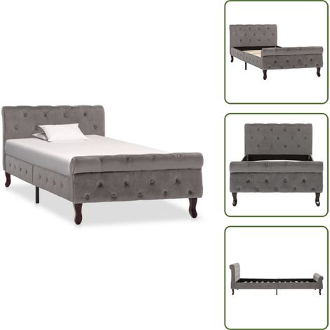 Cadre de lit sans matelas Gris Velours 90x200 cm - Cadre De Lit - Lit Double - Lit Moderne - Lit En Velours - Lit Avec Rangement (1/5)