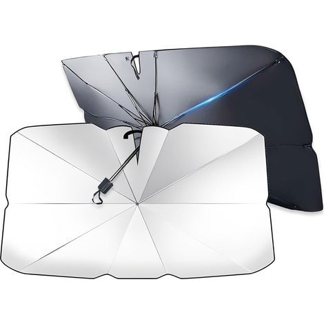 Pare-soleil avant pour voiture 2025 140 x 80 cm, pare-soleil portable pour voiture - Revêtement en titane - Protection UV, protection thermique, facile à installer, convient aux voitures, SUV et camio (1/5)