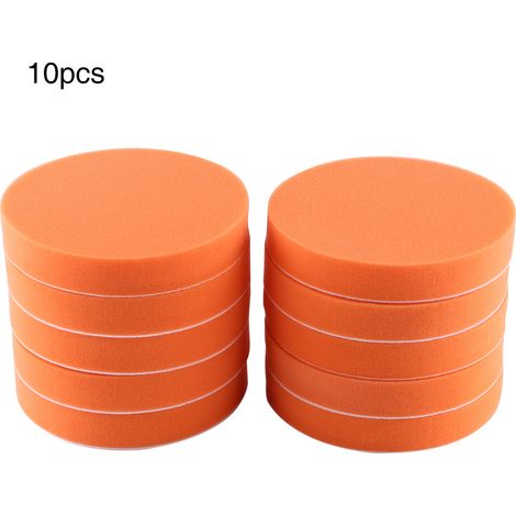 Kit de 10 tampons de polissage en éponge de 150 mm (6 pouces) pour polisseuse de voiture, couleur orange.