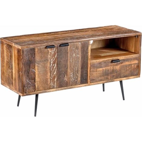 Meuble télé en bois recyclé industriel MELISSA 115cm - 115x40x60 cm - Kayu Meuble (1/5)