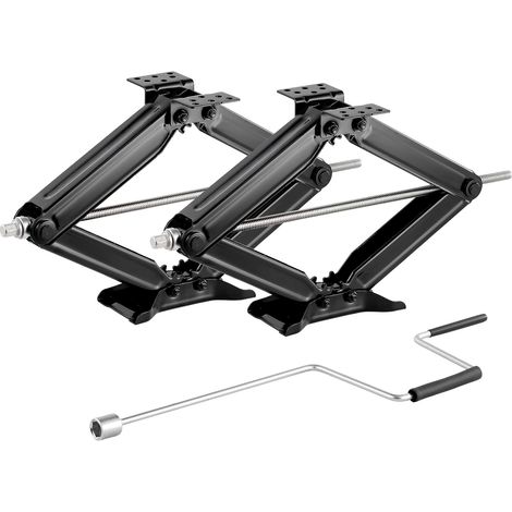 Mophorn 6500 lbs RV Scissor Jacks, Adjustable 4-23.4 in Stabilizer Leveling Jacks, Set of 2, Durable RV Support with Crank Handle, Socket, and Bubble Levels, Resistant to Bending or Deformation (1/5)