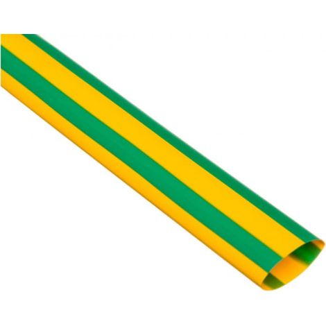 Gaine thermorétractable à paroi mince, sections de 1 m, CR 12,7/6,4 jaune-vert, 427563 /50 pièces/
