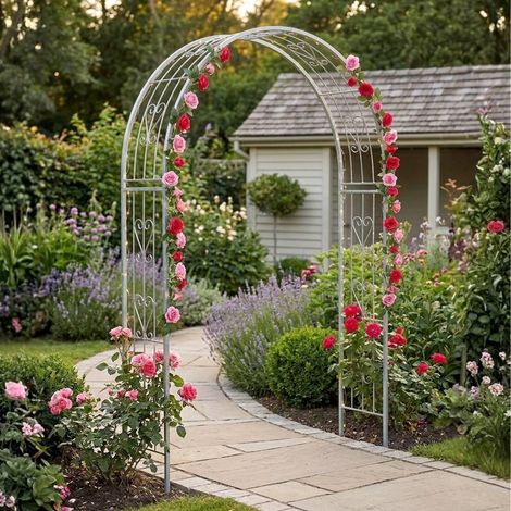 DanDiBo Arc de roses Galvanisé Massif 150 cm Portail 96520 Résistant aux intempéries Arc en plein fer Aide pour grimper Arc de jardin Galvanisé à chaud (1/5)