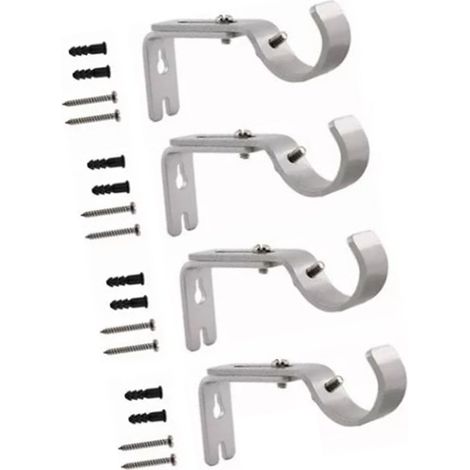 Lot de 4 supports de tringle à rideaux réglables et robustes, avec crochets et vis de fixation (1/5)