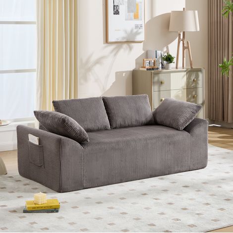 Divano da pavimento 72x45x68 cm, schiuma memory ad alta densità, design senza struttura, tessuto marrone e grigio (1/5)