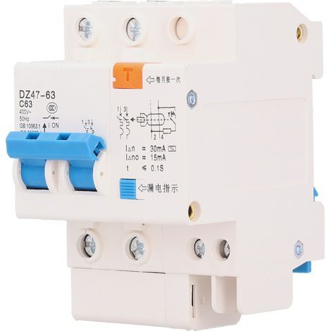 Disjoncteur différentiel 2P 63A 220V, interrupteur de protection contre les fuites, montage sur rail DIN 35mm (1/5)