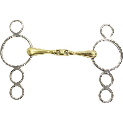 Filetto alpacca con oliva centrale con 3 anelli in inox pieno 18 mm da 13,5 cm