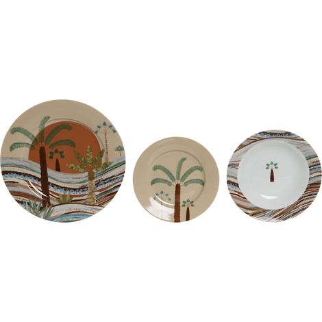 Vajilla Set 18 Porcelana 27X27X2 Calima Terracota