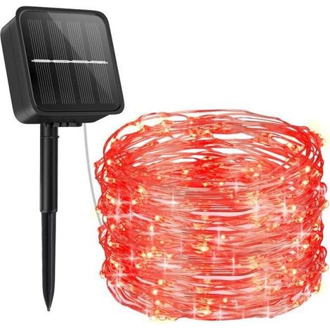100 LED Guirlande Lumineuse Solaire, 10 m Étanche IP65 avec 8 Modes d'Éclairage – Décoration Extérieure Jardin Noël (1/4)