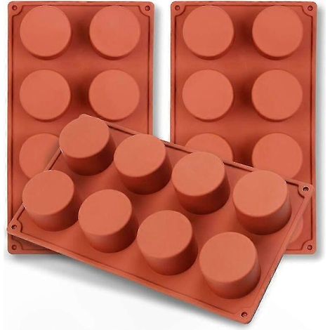 Zylindrische Silikonform mit 8 Mulden, 3er-Set zur Herstellung von hausgemachten Seifen, Pralinen, Duftkerzen und handgemachten Desserts (1/5)