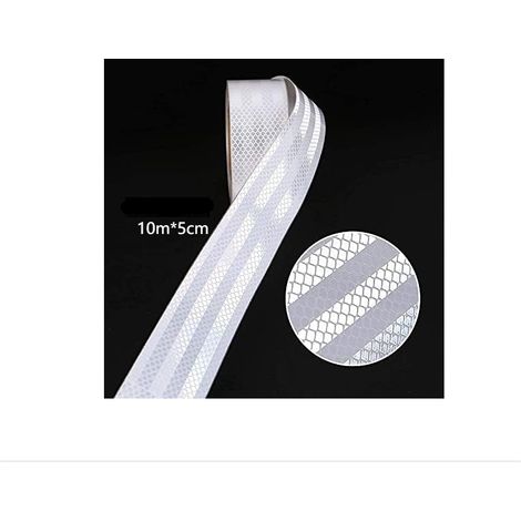 Ruban Réfléchissant Blanc 10m x 5cm Ruban Réflecteur Imperméable Ruban d'Avertissement Auto-adhésif Ruban de Sécurité-Bande d'Avertissement Visible (1/3)