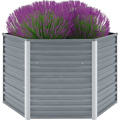 Lit surélevé de jardin Acier galvanisé 129x129x77 cm Gris (1/5)