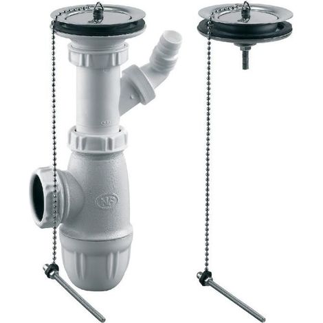 Ensemble Siphon Bonde évier Grès 60 Kit Complet Pour évier Grès 60mm - Valentin (1/2)