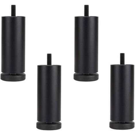 Lot de 4 Pieds de canapé en Alliage d'aluminium - Réglables de Hauteur - Pieds de Rechange d'armoire - Pieds filetés M8 - Noir - 12 cm (1/4)