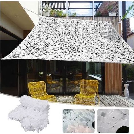 Voile d'ombrage camouflage blanc 3x4 m rectangulaire anti UV pour jardin terrasse balcon extérieur résistant durable (1/5)