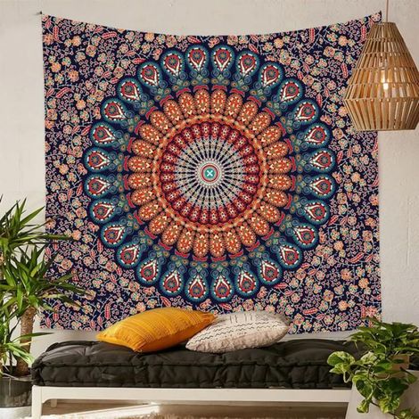 Tenture Murale Mandala - 200 x 150 cm - Polyester - Décoration Bohème Chambre Salon (1/2)