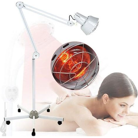 Lampe infrarouge Émetteur infrarouge Lampe chauffante Lampe à lumière rouge Lampe de soin Hauteur réglable. Équipée de cinq roulettes 275 W (1/5)