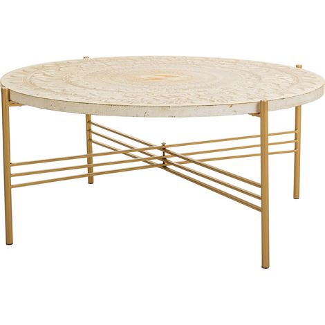 Mesa de centro de madera y metal blanca 80x80x36