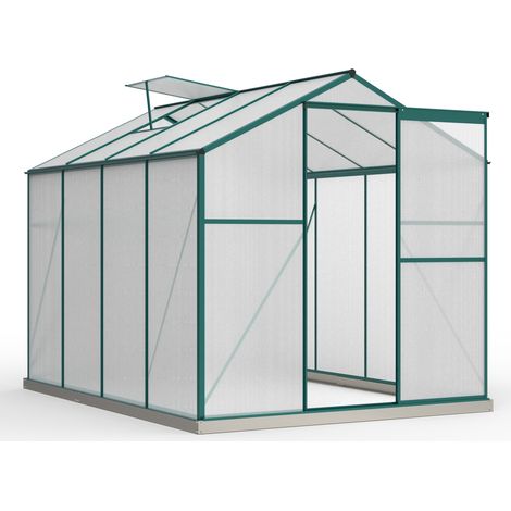 Serre de jardin en aluminium 4,75 m² avec fondation, 1 fenêtre de toit et porte coulissante, plaques polycarbonate 4 mm, pour potager  CHICFURN (1/5)