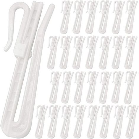 Ganci per tende regolabili - adatti a diverse tipologie di tende - confezione da 50 - in plastica (1/5)