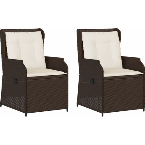 Sillones reclinables jardín con cojines marrones 2 uds ratán PE vidaXL (1/5)