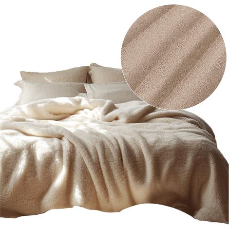 Baumwollbettwäsche-Set, dicker Frottee, 200 x 220 cm, weicher Frottee, beige (1/5)