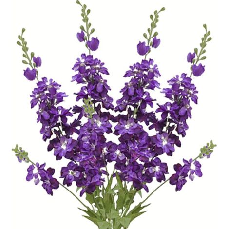 Lot de 4 fleurs artificielles à longue tige pour grand vase, fleurs de delphinium blanc artificielles en soie pour décoration de maison, bureau, centres de table de mariage, 84 cm, violet (1/5)
