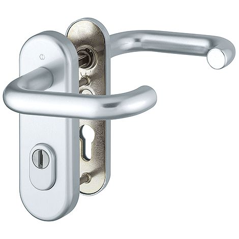 HOPPE® FH Schutz-Drückergarnitur mit Kurzschild Paris FS-138F/3332KZA/353K-1, Aluminium, 1902313 (1/2)