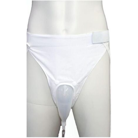 BUNTHAUS (Uomo anziano, bianco) Sacchetto per la raccolta delle urine con catetere esterno per uomo, in silicone, riutilizzabile, portatile, con 2 tasche per catetere urinario (1/5)