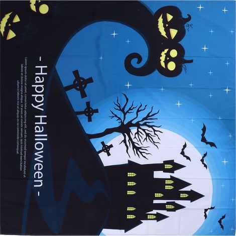 Tenture murale Halloween, décor festif DIY, tapis mural 150x150 cm, toile décorative pour fête, panneau textile effrayant, accessoire ambiance maison. (1/5)