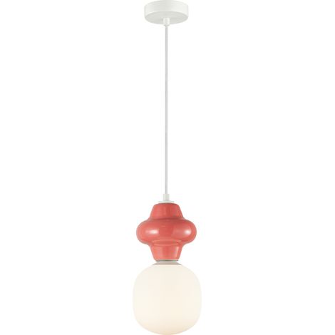 Suspension Art déco céramique rouge Ø15 E14 40W Italux (1/4)