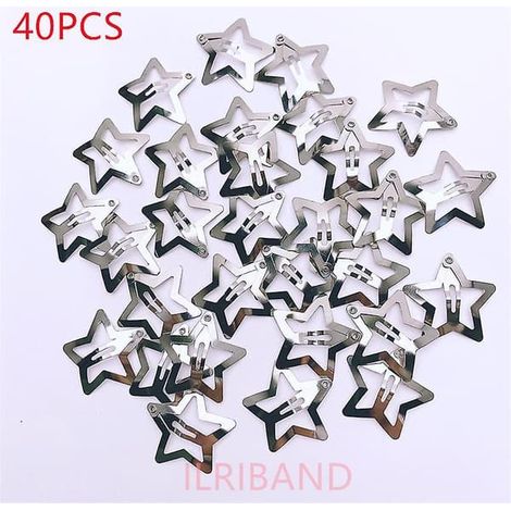Lot de 40 pinces à cheveux argentées en forme d'étoile de 3 cm, en métal, pour filles et enfants. Accessoires de coiffure et couvre-chefs. (1/5)