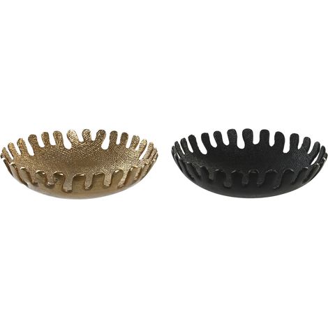 Tischdekoration DKD Home Decor Schwarz Gold Aluminium 32 x 32 x 9 cm (2 Stück)