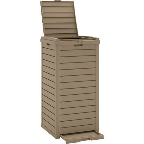 Poubelle d'extérieur marron clair 41x41x86 cm polypropylène