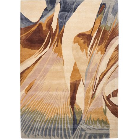 Alfombra retro de viscosa y lana hecha a mano forma rectangular 160 x 230 cm multicolor Swabi