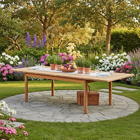 Table de jardin extensible rectangulaire teck massif 190/290 cm Auckland XL (1/5)