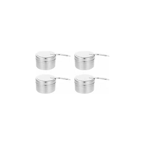 Récipient à pâte combustible : 4 brûleurs à pâte en acier inoxydable, brûleur à fondue portable avec poignée, brûleur à gel combustible, brûleur d'alcool avec couvercle pour buffets, barbecues (1/2)
