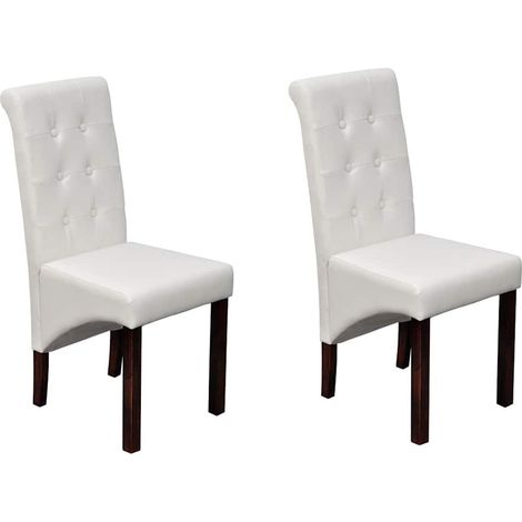vidaXL Sillas de comedor 2 unidades cuero sintético blanco (1/5)