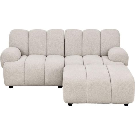 Karin Modulsofa rechtsausgerichtet 2,5 Pers. mit Pouf sandfarben.