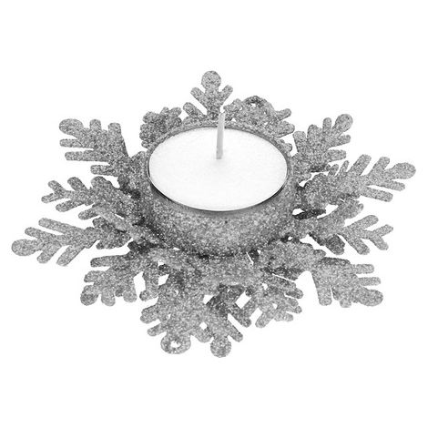 Weihnachtskerzenhalter mit dekorativem roten Glitzer-Schneeflockenmuster