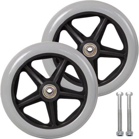 Roulette Avant De 6 Pouces, 2pcs Roues De Remplacement pour Fauteuil Roulan, Pneu Solide Antidérapant, 150mm Gris en Noir, Roues pour Fauteuils Roulants, Déambulateurs, Marcheurs（Gris）