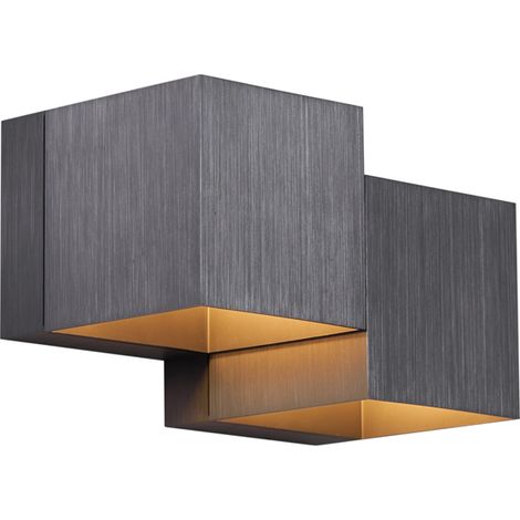 Moderne Wandleuchte Gunmetal 2-flammig - Transfer Double