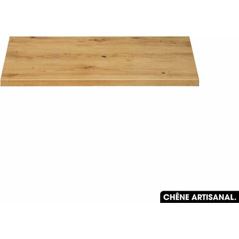 Plan de vasque en bois CHÊNE ARTISANAL L.60 x P.48 x H.2,5 (1/3)