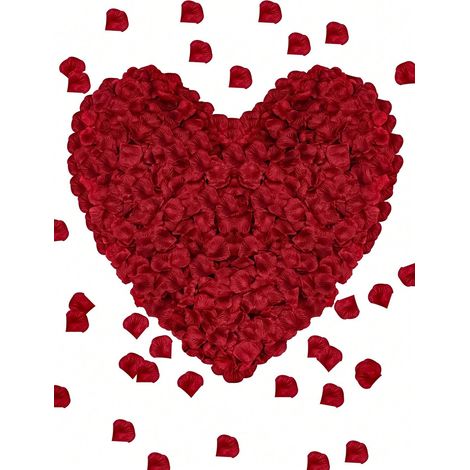 2000 pièces de pétales de rose en soie artificielle de couleur rouge foncé, pour mariage, fête, Halloween, remplissage de boîte cadeau, proposition romantique, décoration intérieure (1/5)
