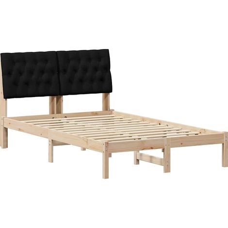 Bed Frame with Headboard Black 120 x 200 cm Solid Pine Wood vidaXL (1/5)