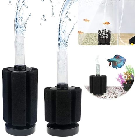 Aquariumfilter für Betta-Fische, Pilz-Biofilter, Mini-Luftpumpe für Aquarien, Zubehör für Fisch- und Garnelenaquarien (schwarz) (1/5)