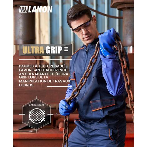 66 cm Gants de Protection Chimique, Gants de Nettoyage D'étang Imperméables, Doublure en Coton, Antidérapant Givré, Résistant aux Acides, aux Alcalis et à L'huile, XL/10 (1/4)