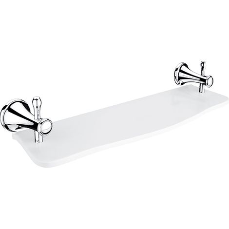 Étagère En Pierre Artificielle Blanche L.50 Cm, Avec Fixation Chrome - Antique Salle De Bains Rétro Nimco (1/4)